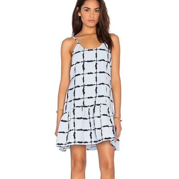 J.O.A Babydoll Ruffle Dress Corset Lace Up Back Medium Blue - Picture 1 of 11